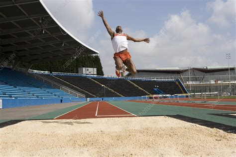 Athlete Performing A Long Jump Stock Image P9600572 Science