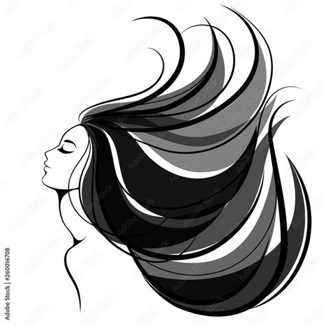 Woman Face With Chic Long Hair Vector Fashion Illustration Woman