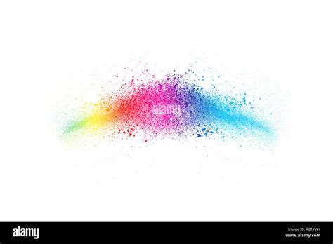 Multicolored Powder Explosion On White Background Colored Cloud