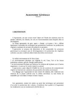 Cours dAgronomie Générale 1er T cours d agronomie g 233 n 233 rale