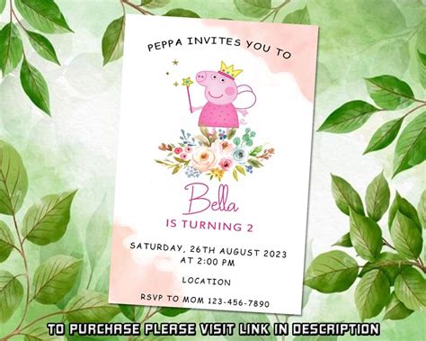 Peppa Pig Birthday Invitation Peppa Pig Invitation Printable