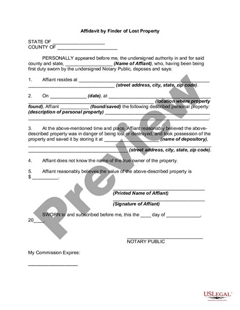 Nevada Affidavit By Finder Of Lost Property Affidavit Lost Us Legal Forms