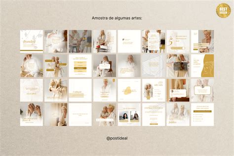 Pack Canva Template Dourado Posts Edit Veis