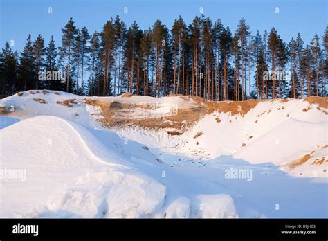 Gravel and sand extraction area at ice-age esker , Finland Stock Photo - Alamy