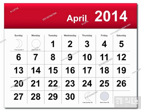 Eps10 Vector File April 2014 Calendar The Eps File Includes The