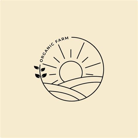 Premium Vector Organic Farm Line Art Badge Logo Vector Illustration