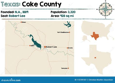 Map of Coke County in Texas Stock Vector - Illustration of federal, colorful: 115709187