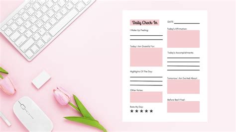 Daily Check In Journal Printable Pdf Self Care Daily Check In Etsy