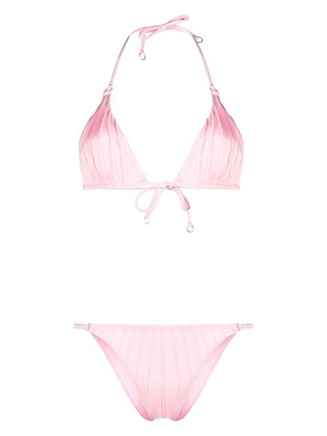 Noire Swimwear Gathered Bikini Set In Pink Off Editorialist