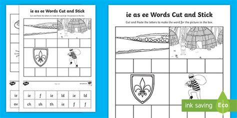 Ie As Ee Sound Cut And Stick Worksheet Teacher Made