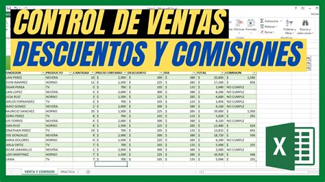 Como Calcular El Total De Ventas Descuentos Y Comisiones En Excel