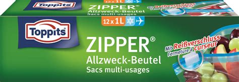 Toppits Gefrierbeutel Zipper Allzweck Beutel 1l mit Zip Reißverschluss