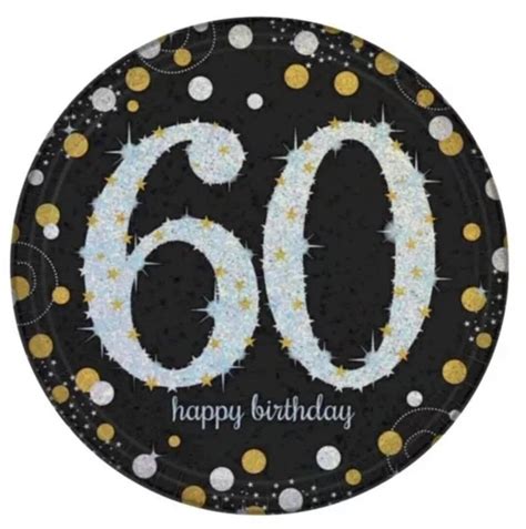 60th Birthday Edible Cake Topper 16 5cm Round Images Cake Decoration Etsy