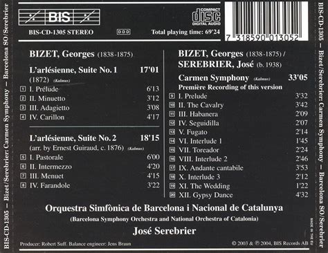 Bizet Serebrier Carmen Symphony New Cd 7318590013052 Ebay