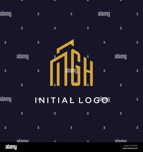 Gh Initial Monogram With Building Logo Design Vector Graphic Stock