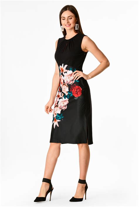 Shop Floral Print Scuba Knit Sheath Dress Eshakti