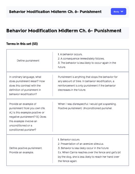 Behavior Modification Midterm Ch 6 Punishment Flashcards Quizlet