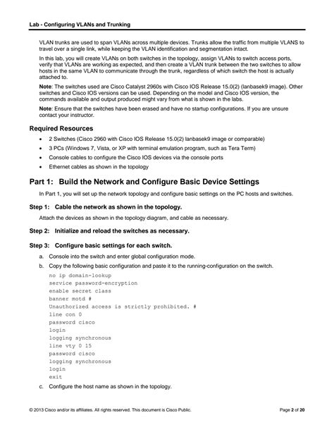 Solution Lab Configuring Vlans And Trunking Solution Studypool