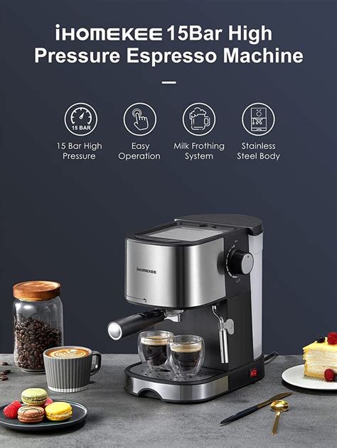 Ihomekee Máquina de café expreso de 15 bares a presión cafetera