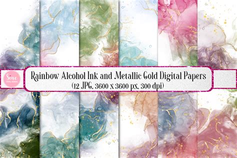 Rainbow Alcohol Ink Digital Papers Graphic By SineDigitalDesigns