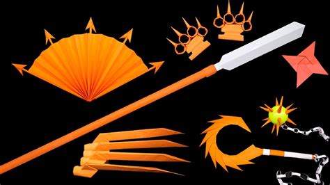 07 Ninja Weapons Yari Spear Paper Fan Ninja Claws Hook Ninja Star Sword Youtube