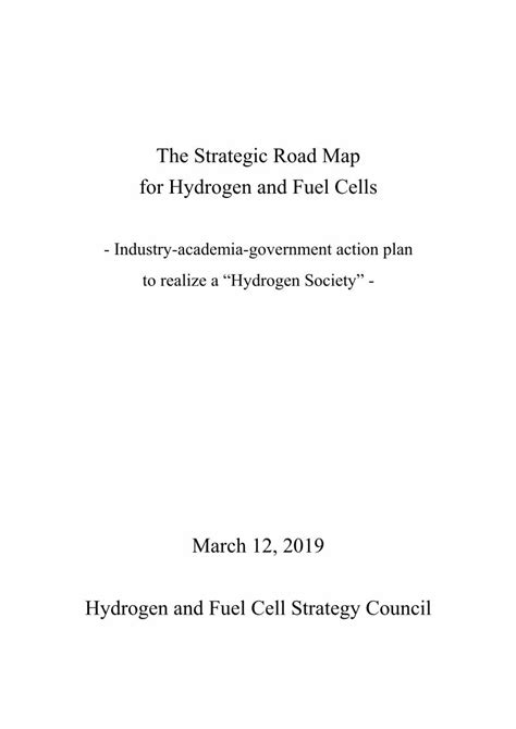 Pdf The Strategic Road Map For Hydrogen And Fuel Cellsthe Strategic