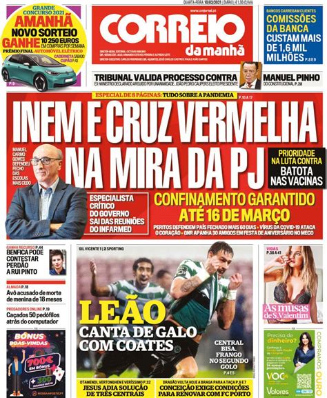 Capa Correio Da Manhã Capa De Hoje