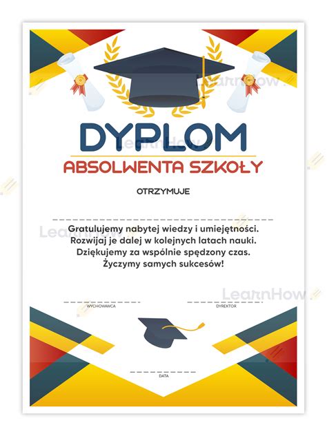 Dyplom Absolwenta Szko Y Uroczysto Learnhow