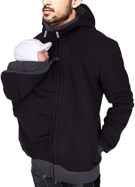 Mens Kangaroo Hoodies Jacket Coat For Dad And Baby Carrier Maternity