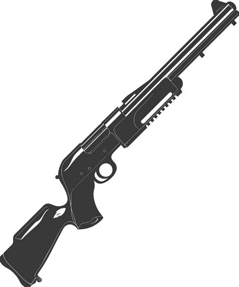 Silhouette Shotgun Gun Military Weapon Black Color Only Vector