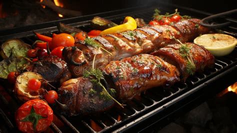 Parrillada Con Una Gran Variedad De Carnes Imagen De Archivo Imagen