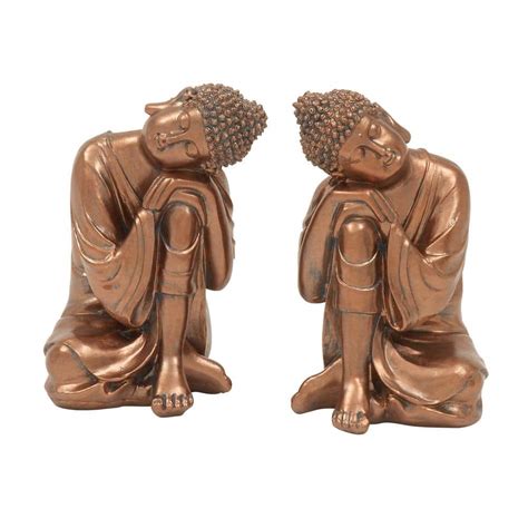 Litton Lane Bronze Polystone Meditating Buddha Sculpture With Engraved