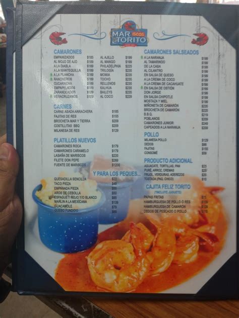 Carta Del Restaurante Mariscos El Torito Culiac N Rosales