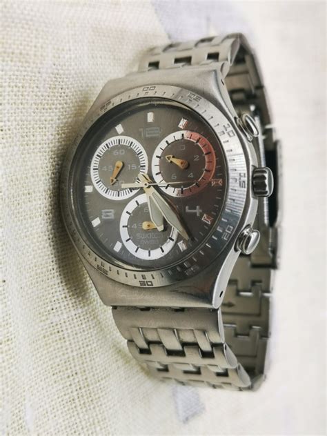 Swiss Swatch Irony Chronograph Stainless Watch Jewels V Etsy