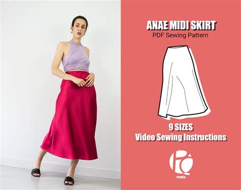 Easy Midi Bias Skirt Sewing Pattern Cozy Silky Skirt Pattern Slip Skirt