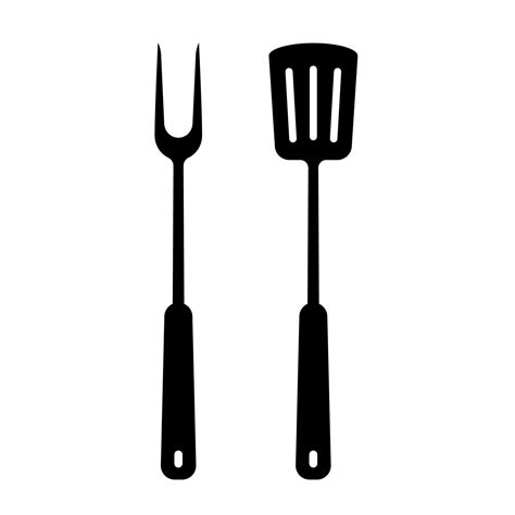 Barbeque Or Grill Tools Icons Fork And Spatula Vector Illustration