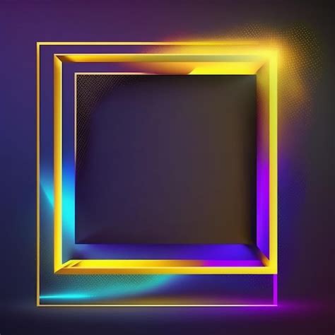 Fondo de neón enmarcado cuadrado iluminado abstracto creado con ia