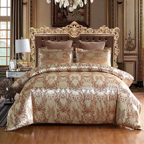 Duvet Cover Satin Bed Cover Gold Color Double Bedding Set Annas