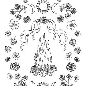 Beltane Colouring Page May Day Pagan Art Altar Decoration Pagan Wall