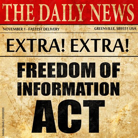 Freedom Of Information Act Newspaper Article Text Stock Illustration