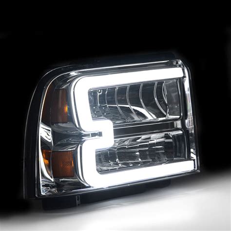 For 2005 2007 Ford F250 F350 F450 F550 Super Duty Led Drl Chrome Headlights Fits Ebay