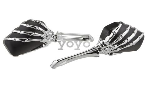 Kuryakyn 1759 Skeleton Hand Mirror With Black Head And Chrome Stem