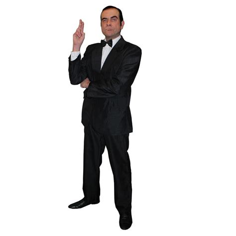 Mens Black Suit British Secret Agent Costume Special Detective Fancy