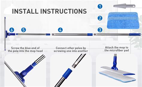 18 Professional Microfiber Mop Floor Cleaning System Flat Mop With Stainless Steel