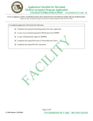 Fillable Online Mmcp Dhmh Maryland FACILITY Maryland Fax Email Print