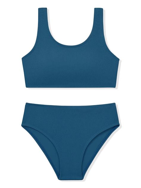 URMAGIC Girls Two Piece Swimsuits Ribbed Bikini Sets Swimming Bathing Suit Beach Sport Athletic