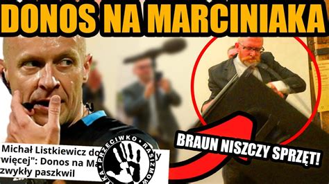 Donos na Szymona Marciniaka Braun przerywa wykład i niszczy SPRZĘT 4