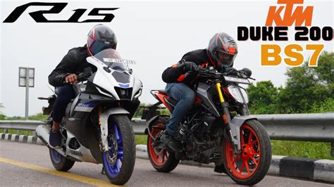 Duke 200 Vs R15m Drag Race New 2023 Ktm Duke 200 With Led Headlight