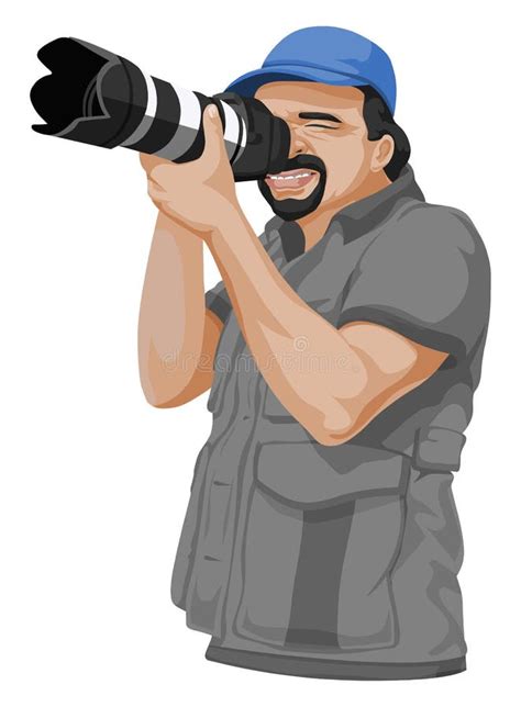 Vector Of Photographer Taking Picture With Slr Camera Stock Vector