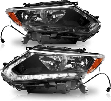 Jsboyat Headlight Assembly Compatible With 2014 2015 2016 Rogue W Drl Strip Black